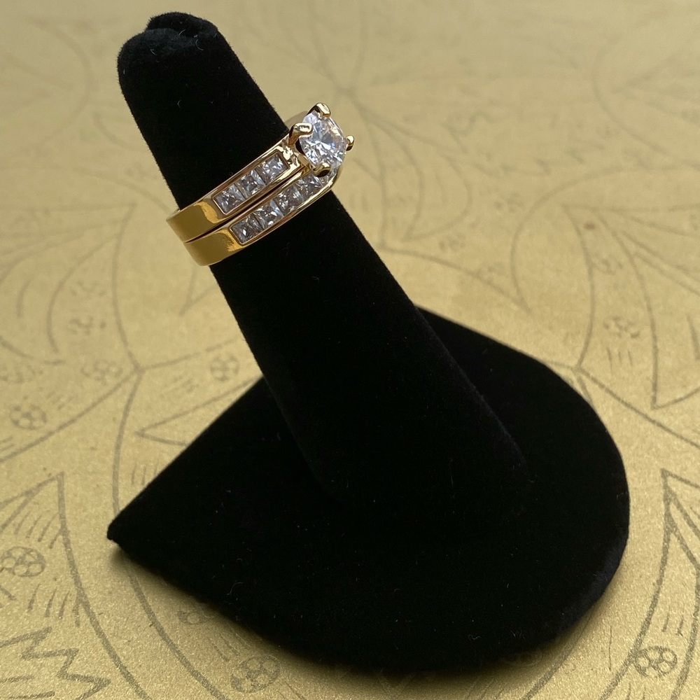14K Gold Wedding Ring Set CZ Diamond size 5